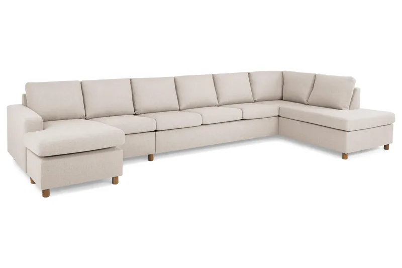 Crazy 6-sits Högervänd U-formad XX-Large Soffa med Divan och Schäslong i Tyg - Beige - Möbler - Vardagsrum - Soffor - U-soffor