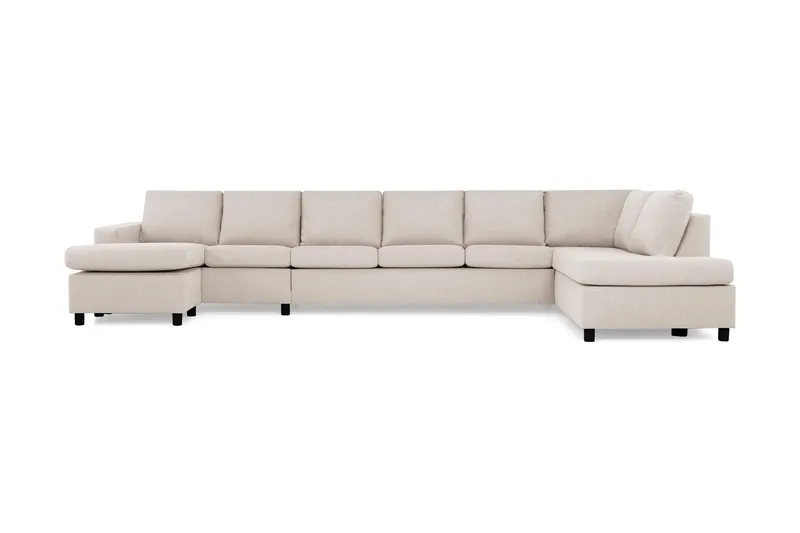 Crazy 6-sits Högervänd U-formad XX-Large Soffa med Divan och Schäslong i Tyg, Beige
