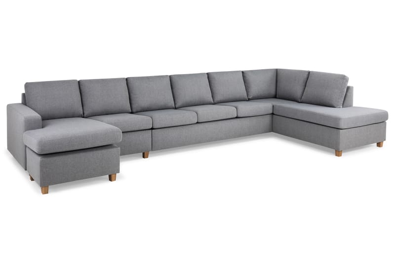Crazy 6-sits Högervänd U-formad XX-Large Soffa med Divan och Schäslong i Tyg - Grå - Möbler - Vardagsrum - Soffor - U-soffor