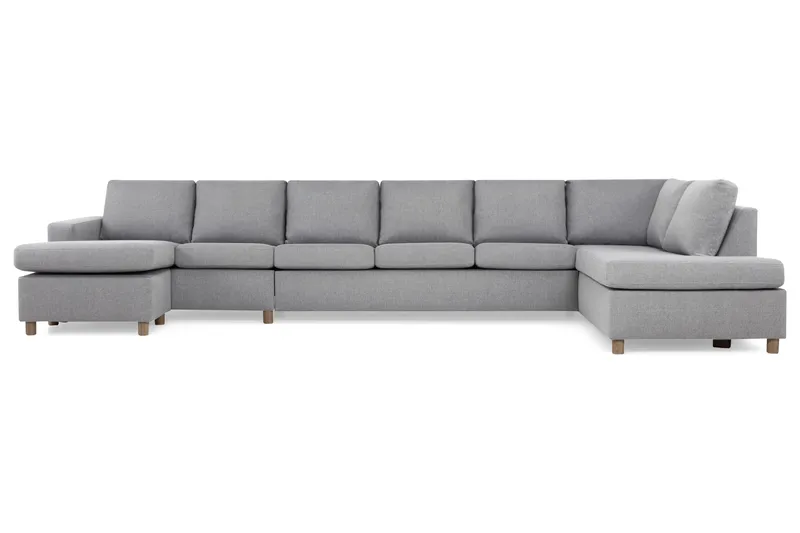 Crazy 6-sits Högervänd U-formad XX-Large Soffa med Divan och Schäslong i Tyg - Grå - Möbler - Vardagsrum - Soffor - U-soffor