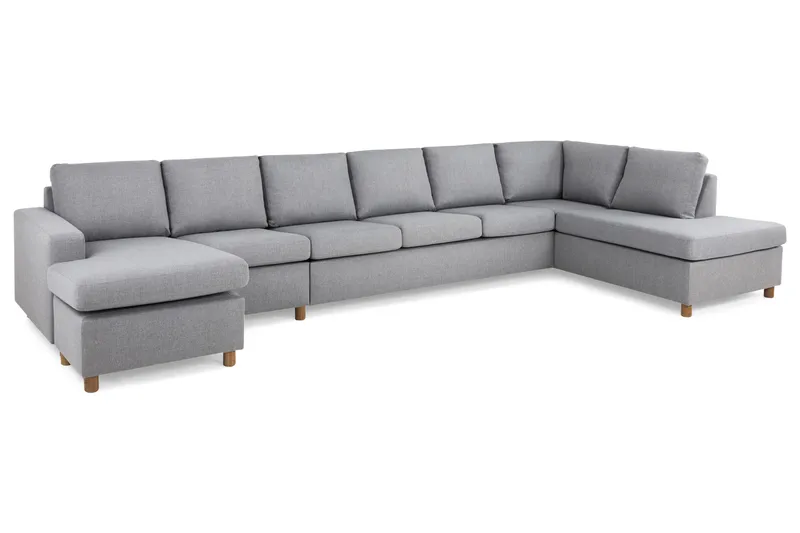 Crazy 6-sits Högervänd U-formad XX-Large Soffa med Divan och Schäslong i Tyg - Grå - Möbler - Vardagsrum - Soffor - U-soffor