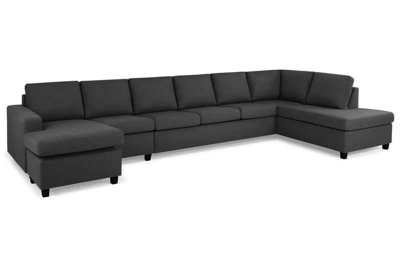 Crazy 6-sits Högervänd U-formad XX-Large Soffa med Divan och Schäslong i Tyg - Mörkgrå - Möbler - Vardagsrum - Soffor - U-soffor