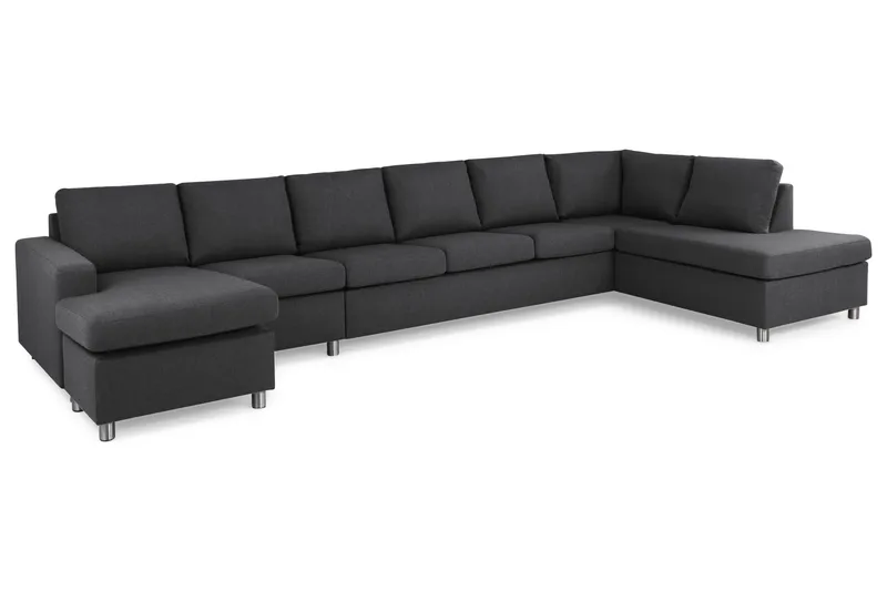Crazy 6-sits Högervänd U-formad XX-Large Soffa med Divan och Schäslong i Tyg - Mörkgrå - Möbler - Vardagsrum - Soffor - U-soffor