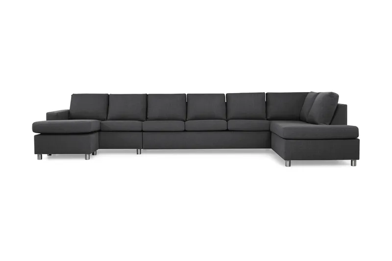 Crazy 6-sits Högervänd U-formad XX-Large Soffa med Divan och Schäslong i Tyg - Mörkgrå - Möbler - Vardagsrum - Soffor - U-soffor
