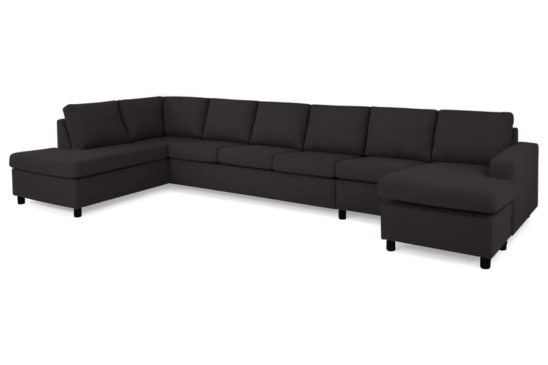 Crazy 6-sits Vänstervänd U-formad XX-Large Soffa med Divan och Schäslong i Tyg - Antracit - Möbler - Vardagsrum - Soffor - U-soffor