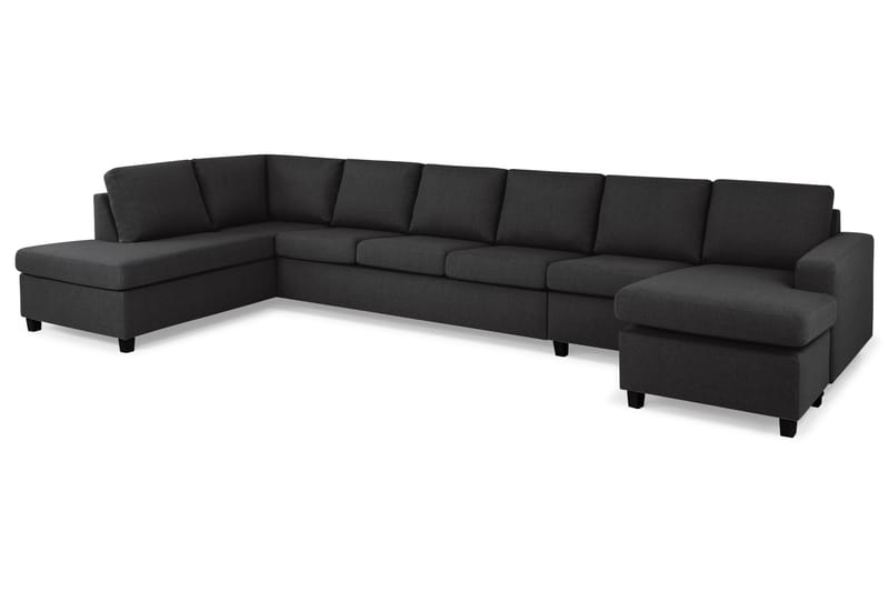 Crazy 6-sits Vänstervänd U-formad XX-Large Soffa med Divan och Schäslong i Tyg - Antracit - Möbler - Vardagsrum - Soffor - U-soffor