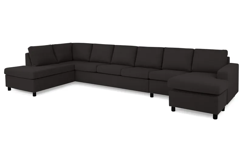 Crazy 6-sits Vänstervänd U-formad XX-Large Soffa med Divan och Schäslong i Tyg - Antracit - Möbler - Vardagsrum - Soffor - U-soffor