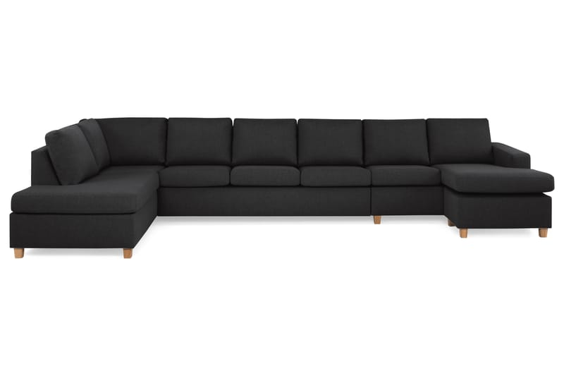 Crazy 6-sits Vänstervänd U-formad XX-Large Soffa med Divan och Schäslong i Tyg - Antracit - Möbler - Vardagsrum - Soffor - U-soffor