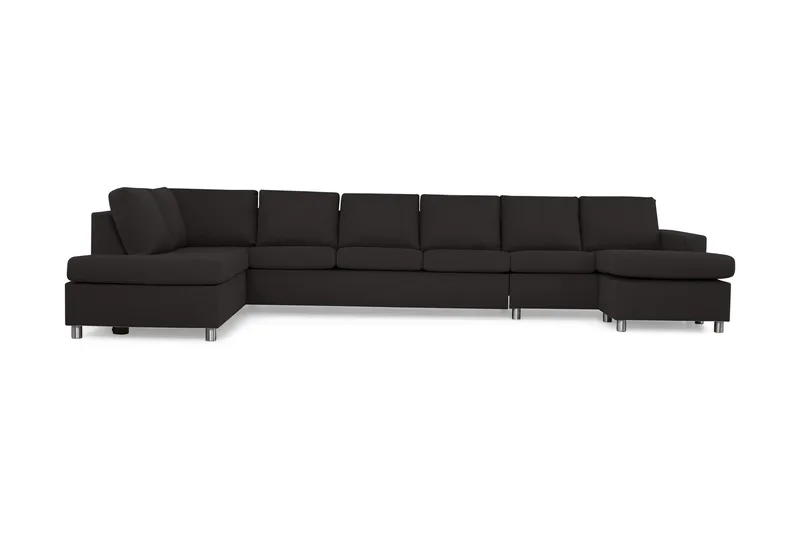 Crazy 6-sits Vänstervänd U-formad XX-Large Soffa med Divan och Schäslong i Tyg - Antracit - Möbler - Vardagsrum - Soffor - U-soffor
