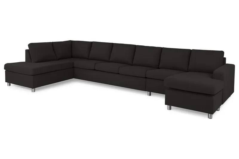 Crazy 6-sits Vänstervänd U-formad XX-Large Soffa med Divan och Schäslong i Tyg - Antracit - Möbler - Vardagsrum - Soffor - U-soffor