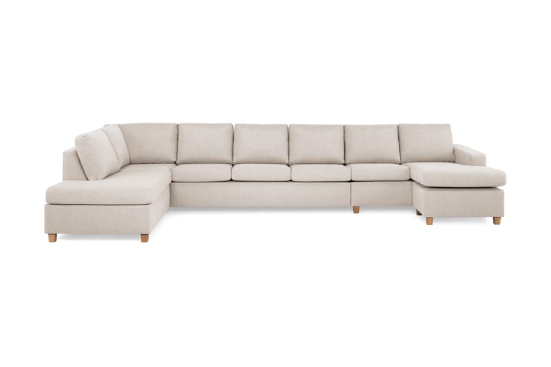 Crazy 6-sits Vänstervänd U-formad XX-Large Soffa med Divan och Schäslong i Tyg - Beige - Möbler - Vardagsrum - Soffor - U-soffor