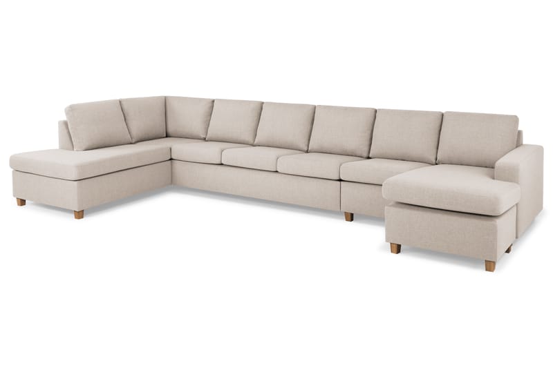 Crazy 6-sits Vänstervänd U-formad XX-Large Soffa med Divan och Schäslong i Tyg - Beige - Möbler - Vardagsrum - Soffor - U-soffor