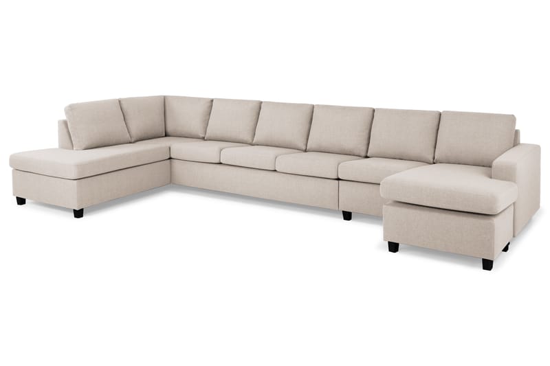 Crazy 6-sits Vänstervänd U-formad XX-Large Soffa med Divan och Schäslong i Tyg - Beige - Möbler - Vardagsrum - Soffor - U-soffor