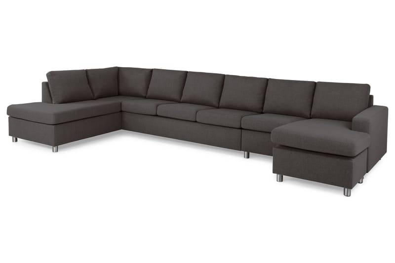 Crazy 6-sits Vänstervänd U-formad XX-Large Soffa med Divan och Schäslong i Tyg - Mörkgrå - Möbler - Vardagsrum - Soffor - U-soffor