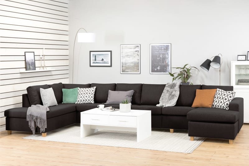 Crazy 6-sits Vänstervänd U-formad XX-Large Soffa med Divan och Schäslong i Tyg - Mörkgrå - Möbler - Vardagsrum - Soffor - U-soffor