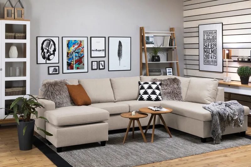 Crazy U-soffa Large Divan Vänster - Beige - Möbler - Vardagsrum - Soffor - U-soffor