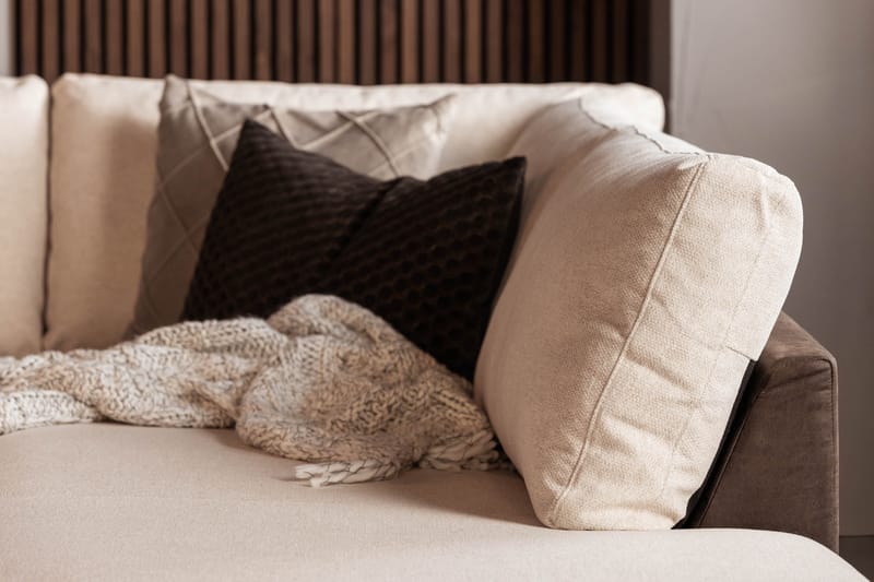 Cuba 5-sits Högervänd U-formad Soffa med Divan och Schäslong i Konstläder/Tyg - Brun / Beige - Möbler - Vardagsrum - Soffor - U-soffor
