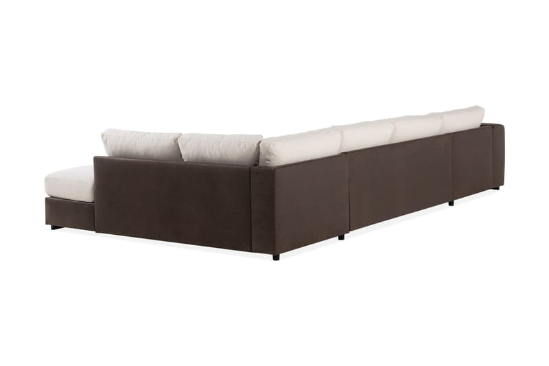 Cuba 5-sits Högervänd U-formad Soffa med Divan och Schäslong i Konstläder/Tyg - Brun / Beige - Möbler - Vardagsrum - Soffor - U-soffor