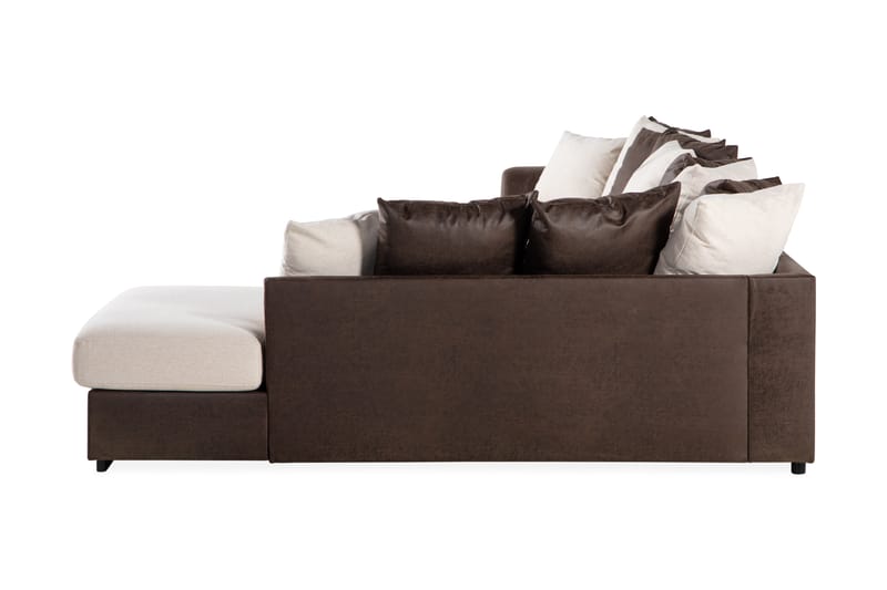 Cuba 5-sits Högervänd U-formad Soffa med Divan och Schäslong i Konstläder/Tyg inkl Kuvertkuddar - Brun / Beige - Möbler - Vardagsrum - Soffor - U-soffor