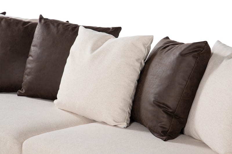 Cuba 5-sits Högervänd U-formad Soffa med Divan och Schäslong i Konstläder/Tyg inkl Kuvertkuddar - Brun / Beige - Möbler - Vardagsrum - Soffor - U-soffor