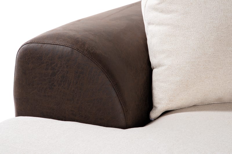 Cuba 5-sits Högervänd U-formad Soffa med Divan och Schäslong i Konstläder/Tyg inkl Kuvertkuddar - Brun / Beige - Möbler - Vardagsrum - Soffor - U-soffor