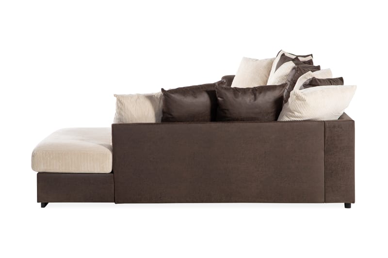 Cuba 5-sits Högervänd U-formad Soffa med Divan och Schäslong i Manchester/Konstläder inkl Kuvertkuddar - Brun / Beige - Möbler - Vardagsrum - Soffor - U-soffor