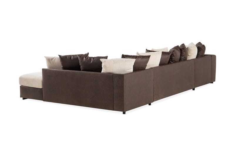 Cuba 5-sits Högervänd U-formad Soffa med Divan och Schäslong i Manchester/Konstläder inkl Kuvertkuddar - Brun / Beige - Möbler - Vardagsrum - Soffor - U-soffor