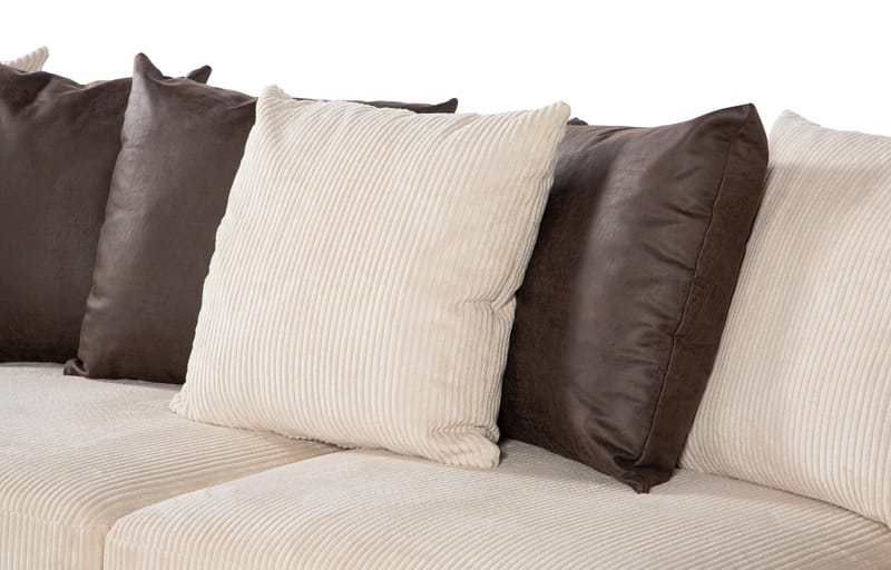 Cuba 5-sits Högervänd U-formad Soffa med Divan och Schäslong i Manchester/Konstläder inkl Kuvertkuddar - Brun / Beige - Möbler - Vardagsrum - Soffor - U-soffor