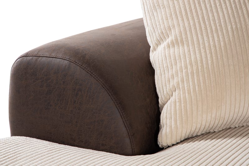 Cuba 5-sits Högervänd U-formad Soffa med Divan och Schäslong i Manchester/Konstläder inkl Kuvertkuddar - Brun / Beige - Möbler - Vardagsrum - Soffor - U-soffor