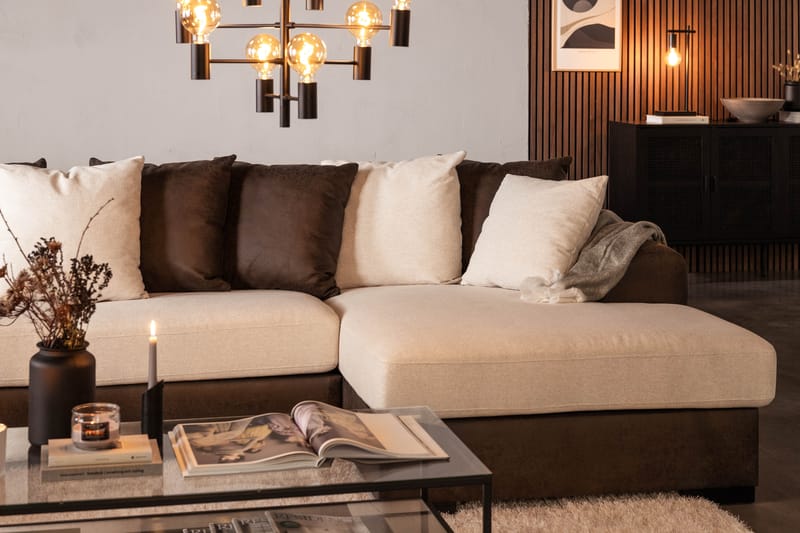 Cuba 5-sits Vänstervänd U-formad Soffa med Divan och Schäslong i Konstläder/Tyg inkl Kuvertkuddar - Brun / Beige - Möbler - Vardagsrum - Soffor - U-soffor