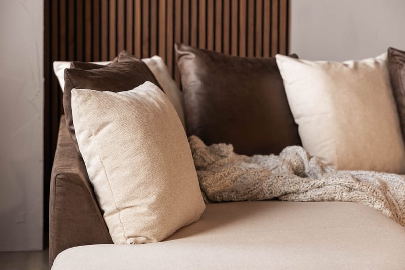 Cuba 5-sits Vänstervänd U-formad Soffa med Divan och Schäslong i Konstläder/Tyg inkl Kuvertkuddar - Brun / Beige - Möbler - Vardagsrum - Soffor - U-soffor