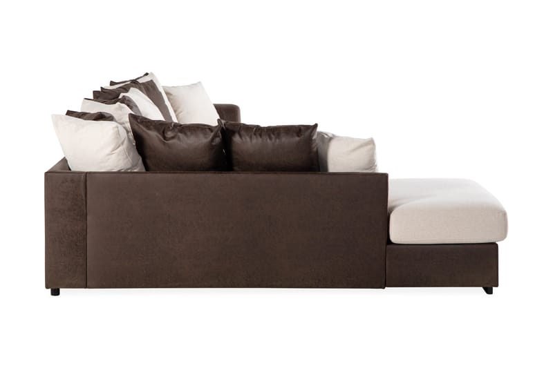 Cuba 5-sits Vänstervänd U-formad Soffa med Divan och Schäslong i Konstläder/Tyg inkl Kuvertkuddar - Brun / Beige - Möbler - Vardagsrum - Soffor - U-soffor