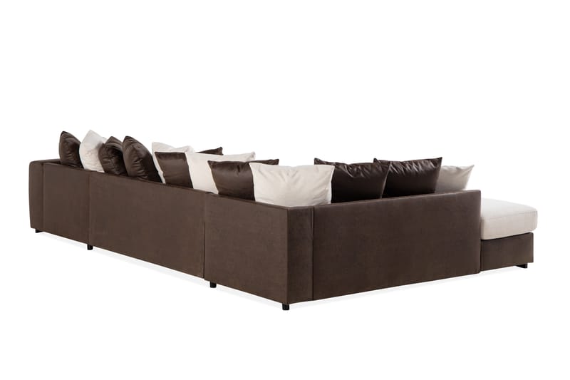 Cuba 5-sits Vänstervänd U-formad Soffa med Divan och Schäslong i Konstläder/Tyg inkl Kuvertkuddar - Brun / Beige - Möbler - Vardagsrum - Soffor - U-soffor