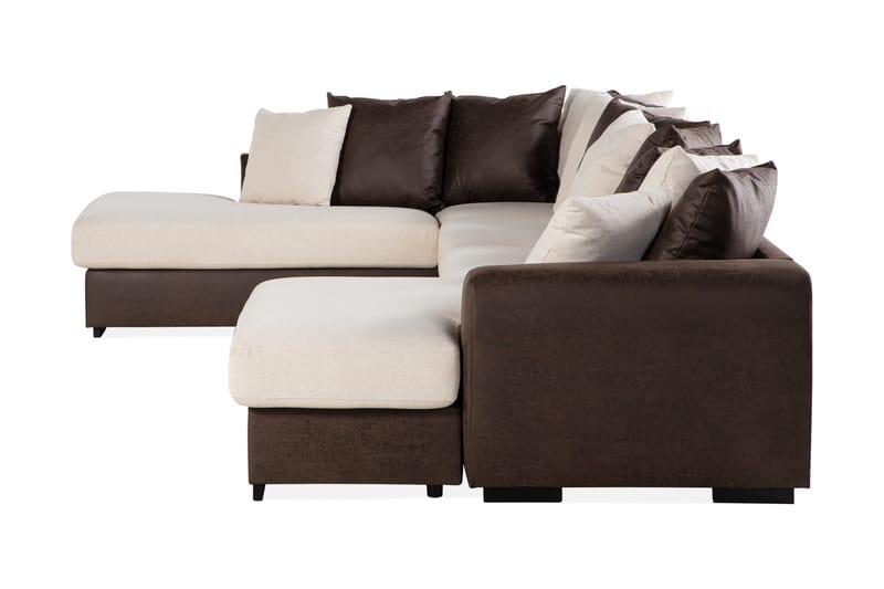 Cuba 5-sits Vänstervänd U-formad Soffa med Divan och Schäslong i Konstläder/Tyg inkl Kuvertkuddar - Brun / Beige - Möbler - Vardagsrum - Soffor - U-soffor