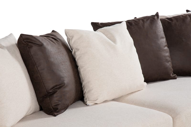 Cuba 5-sits Vänstervänd U-formad Soffa med Divan och Schäslong i Konstläder/Tyg inkl Kuvertkuddar - Brun / Beige - Möbler - Vardagsrum - Soffor - U-soffor