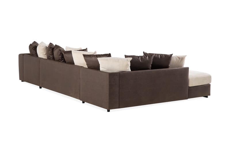Cuba 5-sits Vänstervänd U-formad Soffa med Divan och Schäslong i Manchester/Konstläder inkl Kuvertkuddar - Brun / Beige - Möbler - Vardagsrum - Soffor - U-soffor