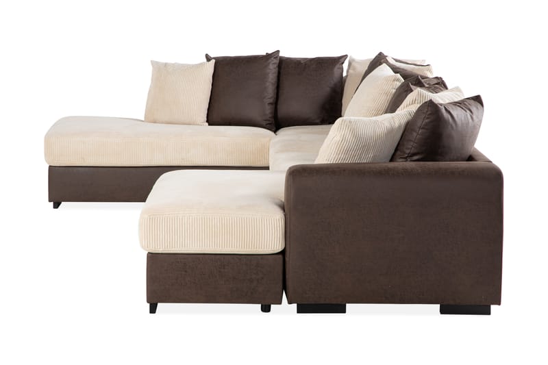 Cuba 5-sits Vänstervänd U-formad Soffa med Divan och Schäslong i Manchester/Konstläder inkl Kuvertkuddar - Brun / Beige - Möbler - Vardagsrum - Soffor - U-soffor