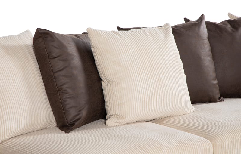 Cuba 5-sits Vänstervänd U-formad Soffa med Divan och Schäslong i Manchester/Konstläder inkl Kuvertkuddar - Brun / Beige - Möbler - Vardagsrum - Soffor - U-soffor