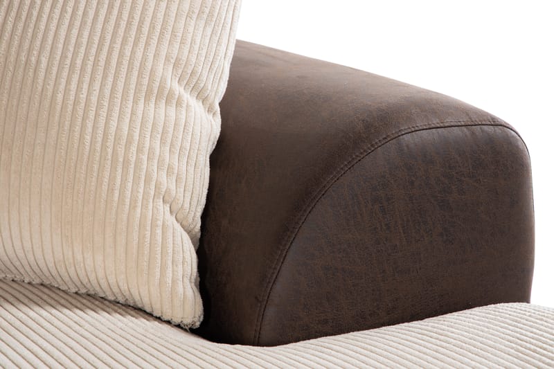 Cuba 5-sits Vänstervänd U-formad Soffa med Divan och Schäslong i Manchester/Konstläder inkl Kuvertkuddar - Brun / Beige - Möbler - Vardagsrum - Soffor - U-soffor