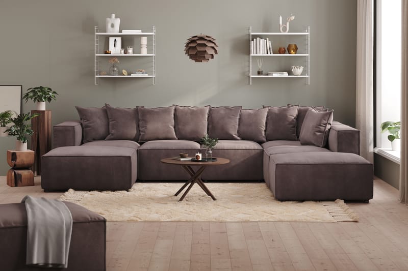 Cubo 5-sits U-formad Djup Modulsoffa Med Divan och Schäslong i Sammet - Mörkgrå - Möbler - Vardagsrum - Soffor - U-soffor