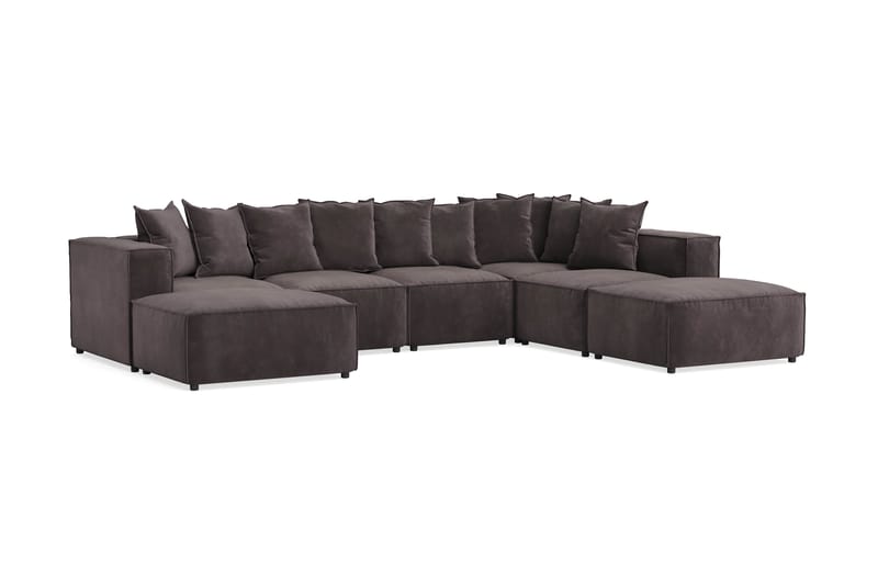 Cubo 5-sits U-formad Djup Modulsoffa Med Divan och Schäslong i Sammet - Mörkgrå - Möbler - Vardagsrum - Soffor - U-soffor
