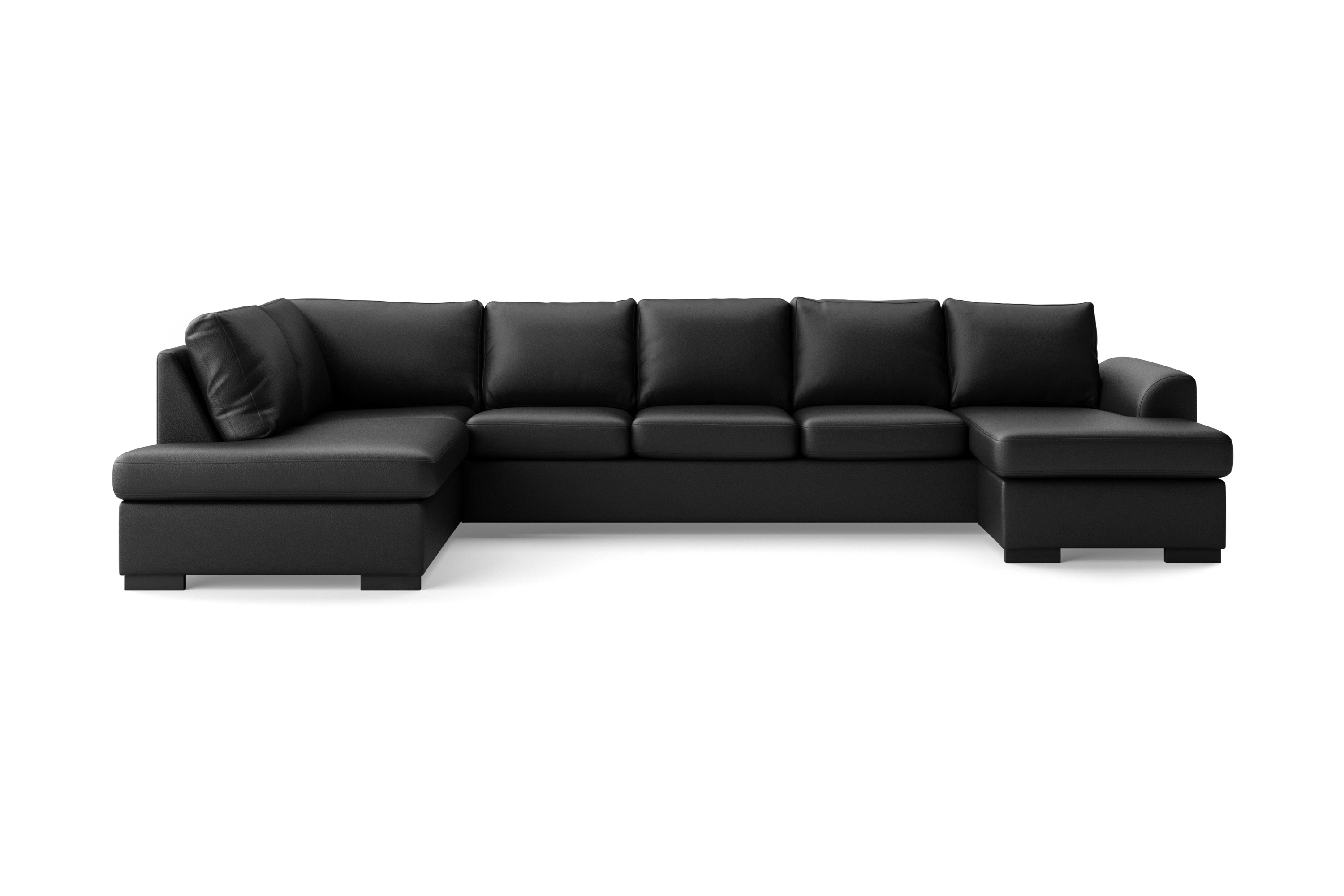 DAWSON U-soffa Large med Divan Höger Konstläder Svart –