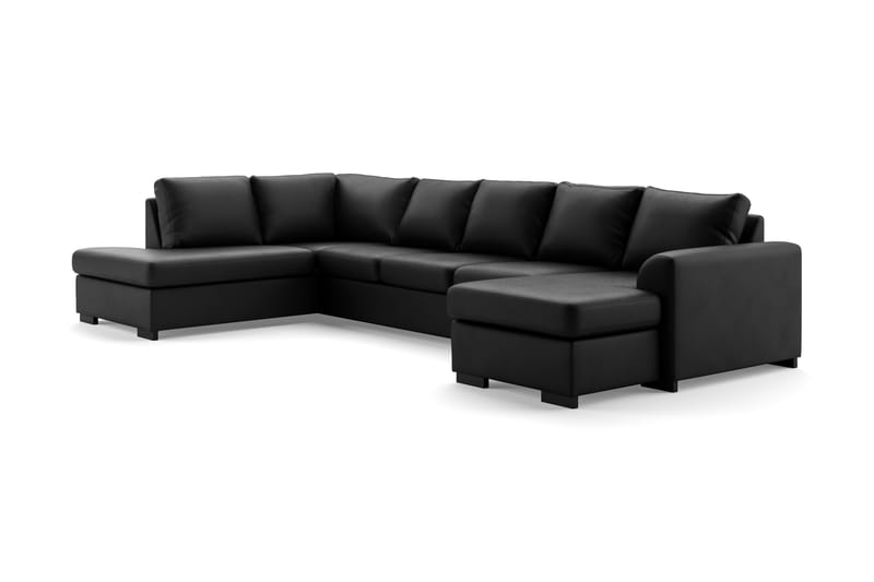 DAWSON U-soffa Large med Divan Höger Konstläder Svart - Möbler - Vardagsrum - Soffor - U-soffor