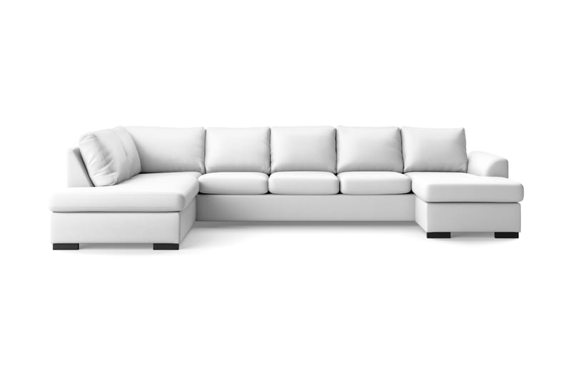 DAWSON U-soffa Large med Divan Höger Konstläder Vit - Skinnsoffor - U-soffor