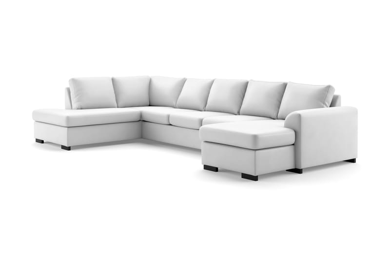 DAWSON U-soffa Large med Divan Höger Konstläder Vit - Skinnsoffor - U-soffor