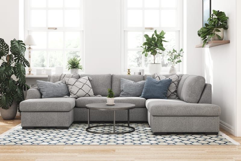 DAWSON U-soffa med Divan Vänster Ljusgrå - Möbler - Vardagsrum - Soffor - U-soffor