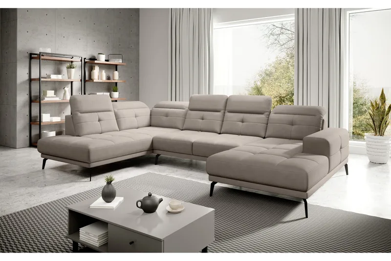 Devender Soffa m. Divan och Schäslong, Beige