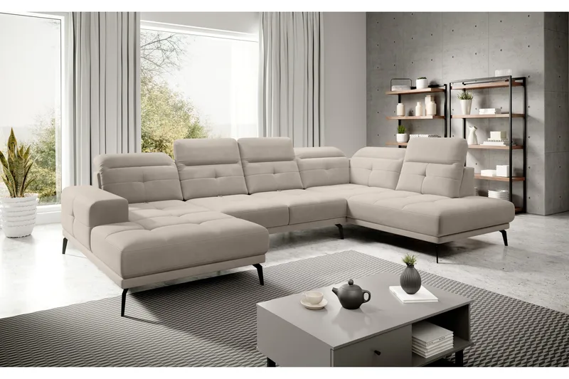 Devender Soffa m. Divan och Schäslong - Beige - Möbler - Vardagsrum - Soffor - U-soffor