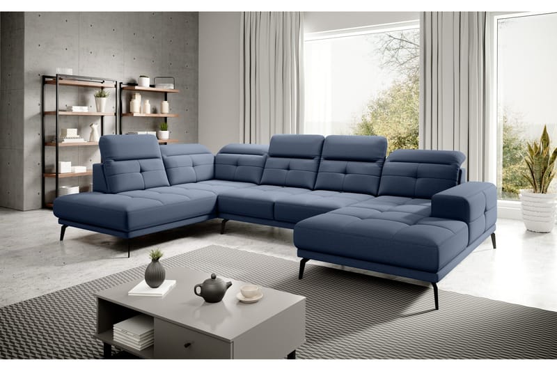 Devender Soffa m. Divan och Schäslong - Blå - Möbler - Vardagsrum - Soffor - U-soffor