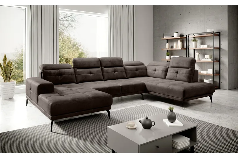 Devender Soffa m. Divan och Schäslong - Brun - Möbler - Vardagsrum - Soffor - U-soffor